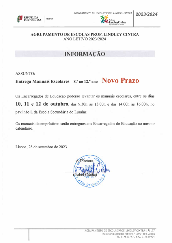 Novo prazo entrega de manuais 001
